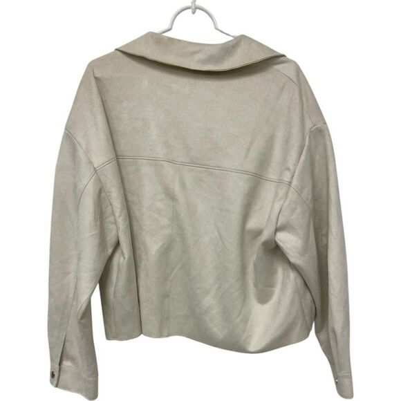 Zara Womens Faux Sued Jacket Size 2XL Ivory Beige Snap Shacket 4968/221 NWT - Picture 5 of 11